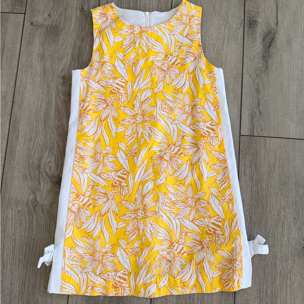Lilly Pulitzer Floral Yellow and White Girls Shift Dress girls size 8